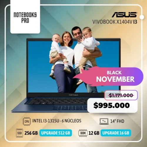 ASUS VIVOBOOK X1404V - i3-1315U - SSD 256 GB - 12 GB RAM - 14" FHD - 6 Núcleos