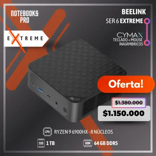 MINI PC BEELINK SER 6 EXTREME - RYZEN 9 6900HX - SSD 1TB - 64 GB RAM DDR5 - 8 núcleos