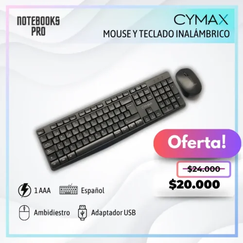 KIT TECLADO + MOUSE WIRELESS CYMAX