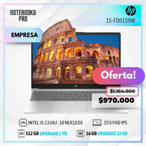 HP 15-FD0150WM - i5-1334U - SSD 512 GB - 16 GB RAM - 15'6 FHD IPS - 10 Núcleos