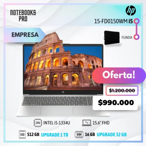 HP 15-FD0150WM - i5-1334U - SSD 512 GB - 16 GB RAM - 15'6 FHD IPS Touch - 10 Núcleos