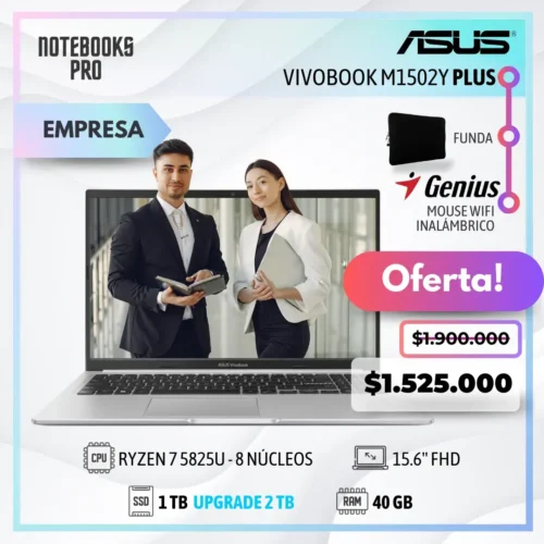 ASUS VIVOBOOK M1502Y PLUS - RYZEN 7 5825U - SSD 1 TB - 40 GB RAM - 15.6'' FHD - 8 Núcleos - Teclado español