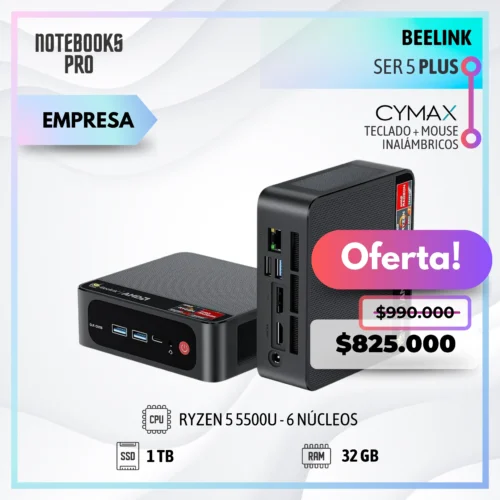 MINI PC BEELINK SER 5 PLUS - RYZEN 5 5500U - SSD 1 TB - 32 GB RAM - 6 Núcleos