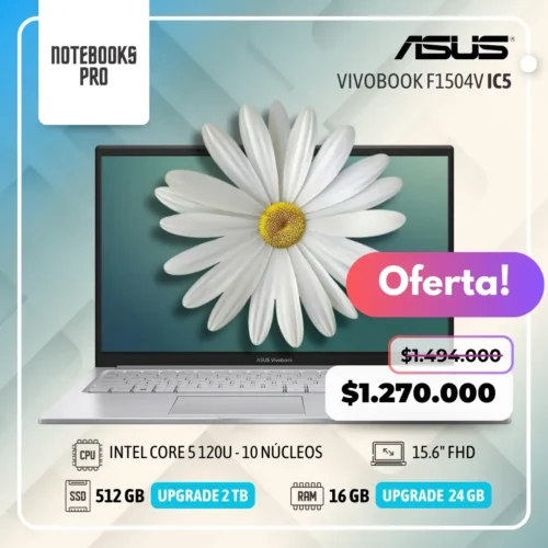 ASUS VIVOBOOK F1504V – INTEL CORE 5 120U – SSD 512 – 16 GB RAM – 15.6″ FHD