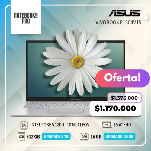ASUS VIVOBOOK F1504V – INTEL CORE 5 120U – SSD 512 – 16 GB RAM – 15.6″ FHD
