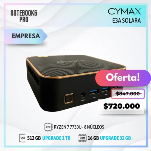 MINI PC CYMAX SOLARA E3A - RYZEN 7 7730U - SSD 512 GB - 16 GB RAM - 8 Núcleos