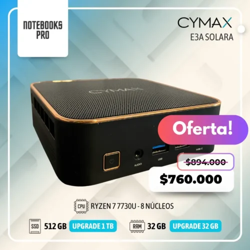 MINI PC CYMAX SOLARA E3A - RYZEN 7 7730U - SSD 512 GB - 16 GB RAM - 8 Núcleos