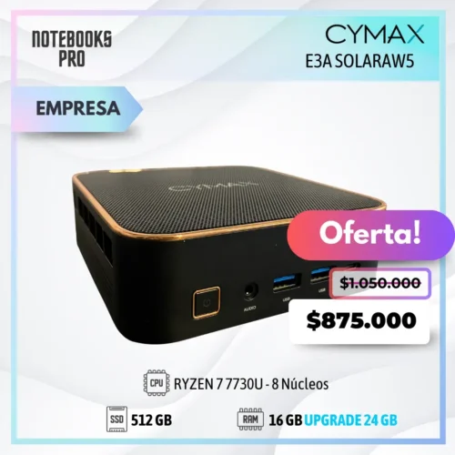 MINI PC CYMAX E3A SOLARAW5 - RYZEN 7 7730U - SSD 512 GB - 16 GB RAM - 8 Núcleos