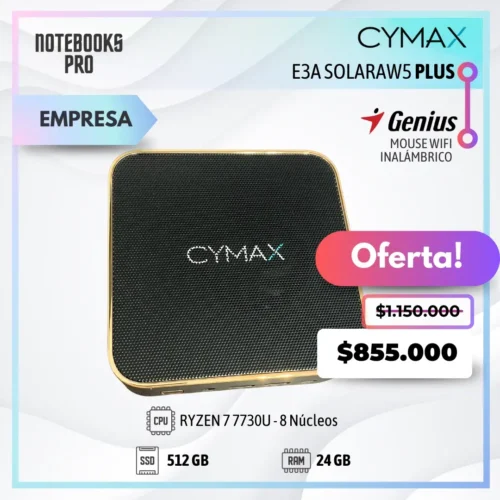 MINI PC CYMAX E3A SOLARAW5 PLUS - RYZEN 7 7730U - SSD 512 GB - 24 GB RAM - 8 Núcleos