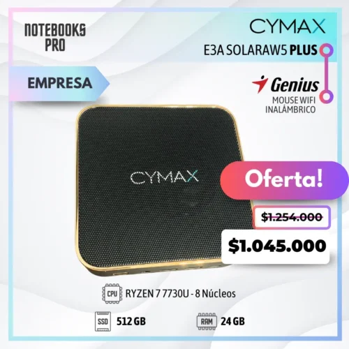 MINI PC CYMAX E3A SOLARAW5 PLUS - RYZEN 7 7730U - SSD 512 GB - 24 GB RAM - 8 Núcleos
