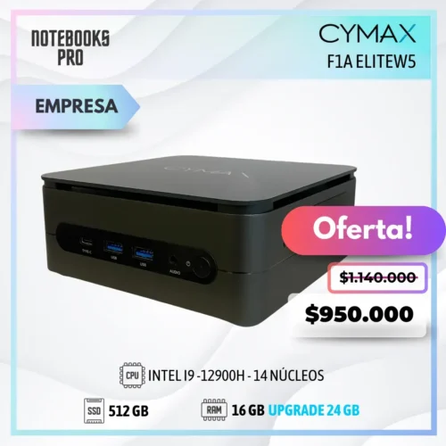 MINI PC CYMAX F1A ELITEW5 - i9-12900H - SSD 512 GB - 16 GB RAM - 14 Núcleos