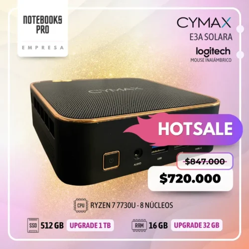 MINI PC CYMAX SOLARA E3A - RYZEN 7 7730U - SSD 512 GB - 16 GB RAM - 8 Núcleos