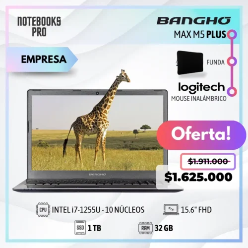 BANGHO MAX M5 PLUS - i7-1255U - SSD 1 TB - 32 GB RAM - 15.6" FHD - 10 Núcleos