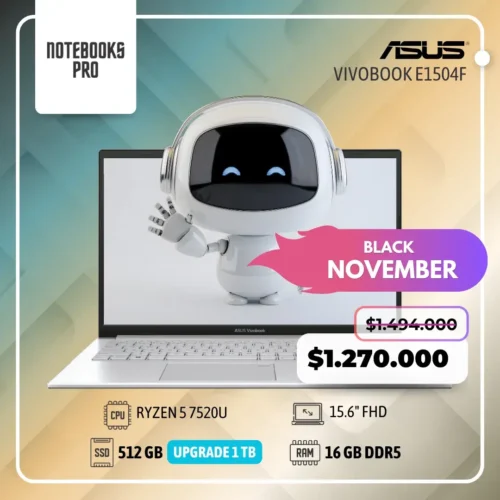 ASUS VIVOBOOK E1504F - RYZEN 5 7520U - SSD 512 GB - 16 GB RAM DDR5 - 15.6" FHD - 4 Núcleos
