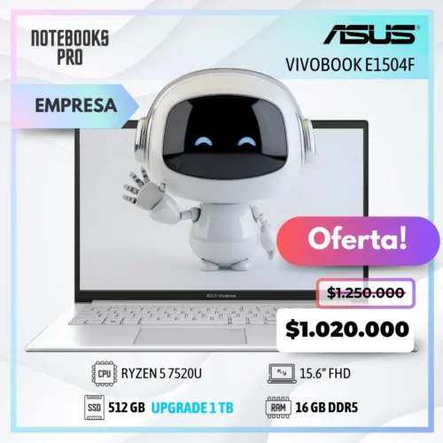ASUS VIVOBOOK E1504F - RYZEN 5 7520U - SSD 512 GB - 16 GB RAM DDR5 - 15.6" FHD - 4 Núcleos