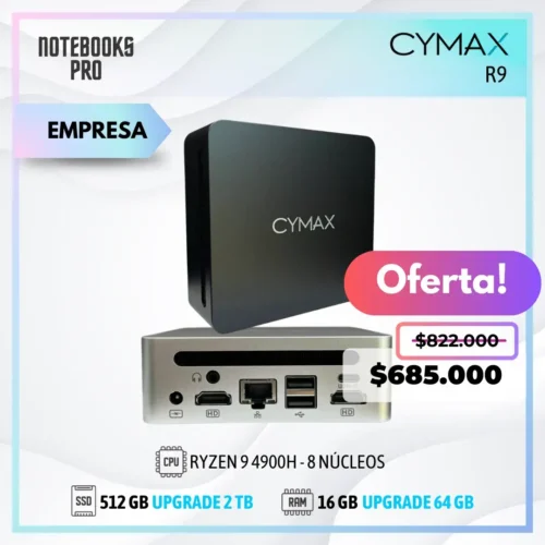 MINI PC CYMAX R9 - RYZEN 9 4900H - SSD 512 GB - 16 GB RAM - 8 Núcleos