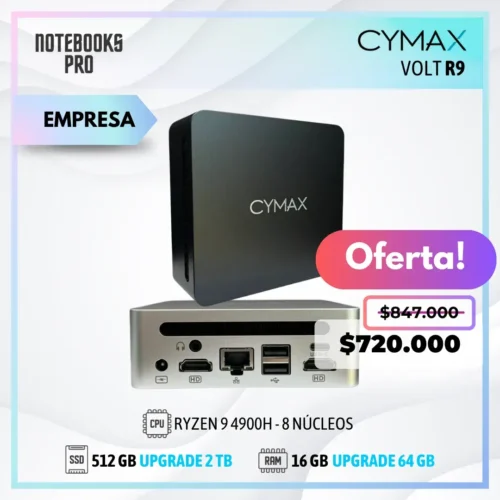 MINI PC CYMAX VOLT R9 - RYZEN 9 4900H - SSD 512 GB - 16 GB RAM - 8 Núcleos