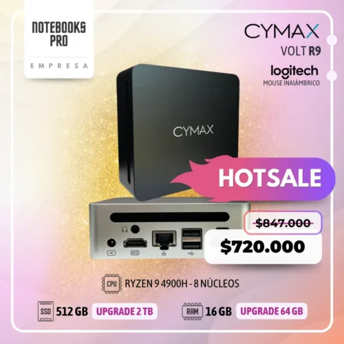 MINI PC CYMAX VOLT R9 - RYZEN 9 4900H - SSD 512 GB - 16 GB RAM - 8 Núcleos