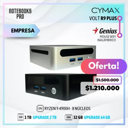 MINI PC CYMAX VOLT R9 PLUS - RYZEN 9 4900H - SSD 1 TB - 32 GB RAM - 8 Núcleos