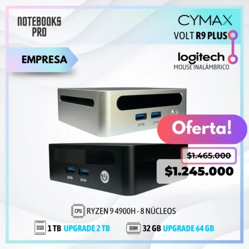 MINI PC CYMAX VOLT R9 PLUS - RYZEN 9 4900H - SSD 1 TB - 32 GB RAM - 8 Núcleos