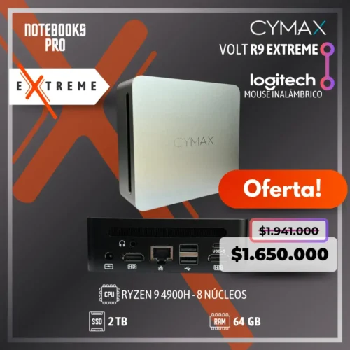 MINI PC CYMAX VOLT R9 EXTREME - RYZEN 9 4900H - SSD 2 TB - 64 GB RAM - 8 Núcleos