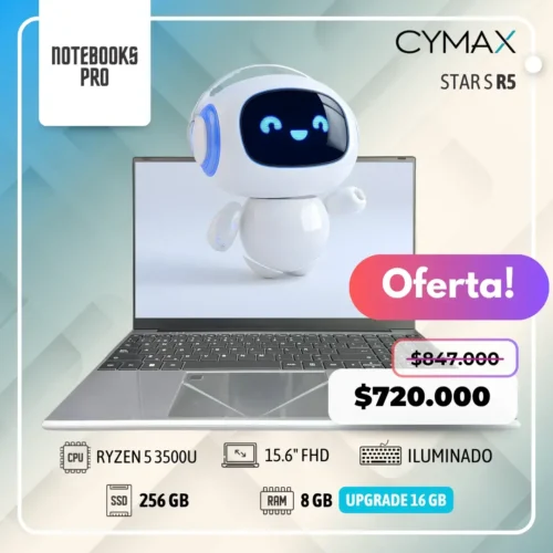 CYMAX STAR - RYZEN 5 3500U - SSD 256 GB - 8 GB RAM - 15.6" FHD - 4 Núcleos - Teclado Retroiluminado