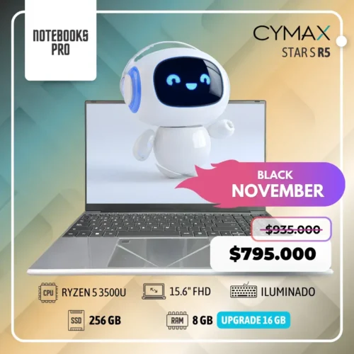 CYMAX STAR - RYZEN 5 3500U - SSD 256 GB - 8 GB RAM - 15.6" FHD - 4 Núcleos - Teclado Retroiluminado