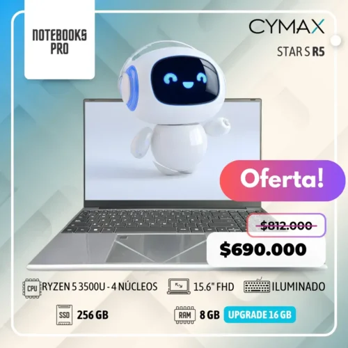 CYMAX STAR - RYZEN 5 3500U - SSD 256 GB - 8 GB RAM - 15.6" FHD - 4 Núcleos - Teclado Retroiluminado
