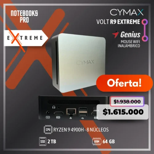 MINI PC CYMAX R9 EXTREME - RYZEN 9 4900H - SSD 2 TB - 64 GB RAM - 8 Núcleos