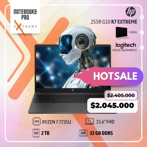 HP 255R G10 EXTREME - RYZEN 7 7735U - SSD 2 TB - 32 GB RAM DDR5 - 15.6" FHD - 8 núcleos