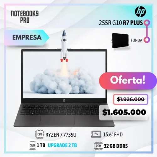 HP 255R G10 PLUS - RYZEN 7 7735U - SSD 1 TB - 32 GB RAM DDR5 - 15.6" FHD - 8 núcleos