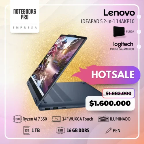 LENOVO IDEAPAD 5 2-in-1 14AKP10 - RYZEN AI 7 350 - SSD 1 TB - 16 GB RAM DDR5 - 14" WUXGA Touch - Teclado Retroiluminado - Lápiz óptico - 8 Núcleos