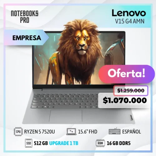 LENOVO V15 G4 AMN - RYZEN 5 7520U - SSD 512 GB - 16 GB RAM DDR5 - 15.6" FHD - Teclado español