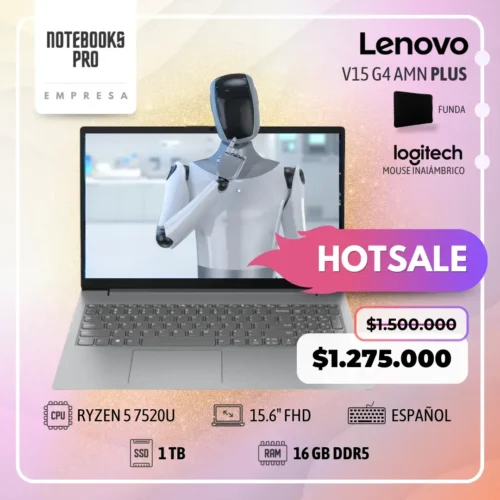 LENOVO V15 G4 AMN PLUS - RYZEN 5 7520U - SSD 1 TB - 16 GB RAM DDR5 - 15.6" FHD - Teclado español
