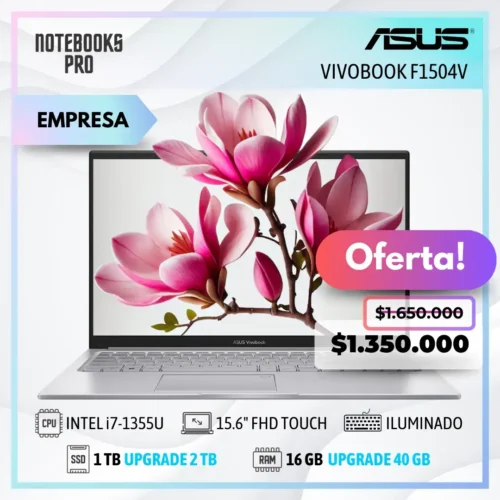 ASUS VIVOBOOK F1504V - i7-1355U - SSD 1 TB - 16 GB RAM - 15.6" FHD Touch - 10 Núcleos - Teclado retroiluminado