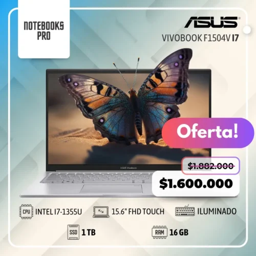 ASUS VIVOBOOK F1504V - i7-1355U - SSD 1 TB - 16 GB RAM - 15.6" FHD Touch - 10 Núcleos - Teclado retroiluminado