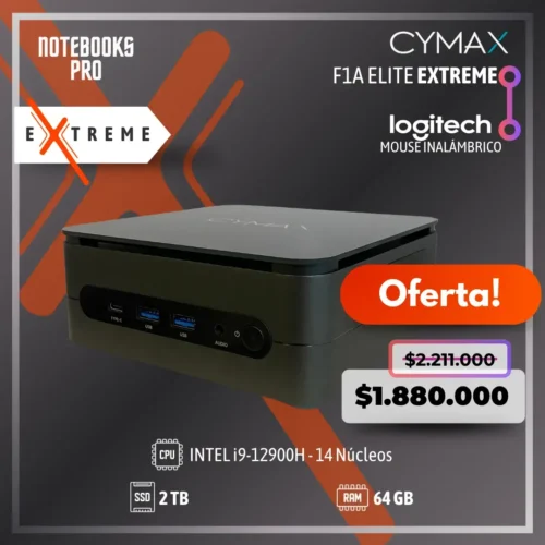 MINI PC CYMAX ELITE F1A EXTREME - i9-12900H - SSD 2TB - 64 GB RAM - 14 Núcleos