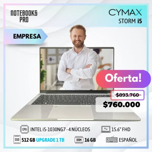 CYMAX STORM - i5-1030NG7 - SSD 512 GB - 16 GB RAM - 15.6" FHD - 4 Núcleos - Teclado Retroiluminado - Teclado español