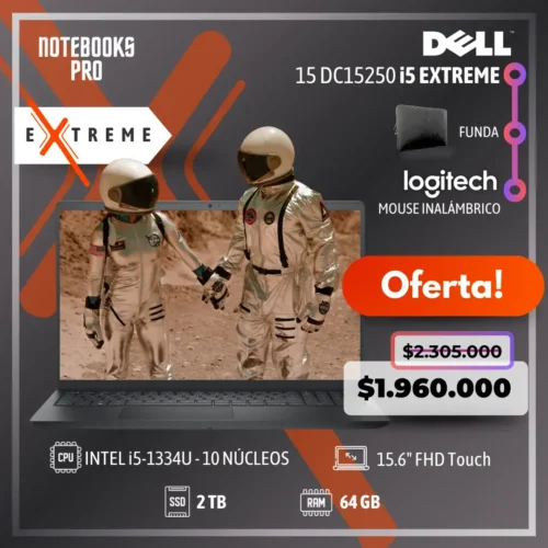 DELL 15 DC15250 EXTREME - i5-1334U - 2 TB SSD - 64 GB RAM - 15.6" FHD Touch- 10 Núcleos