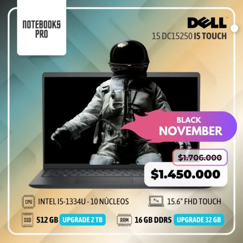 DELL 15 DC15250 - i5-1334U - 512 GB SSD - 16 GB RAM DDR5 - 15.6" FHD Touch- 10 Núcleos