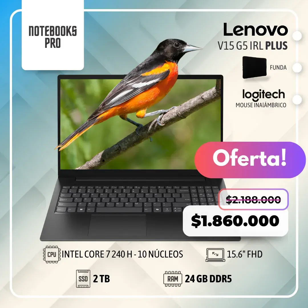 LENOVO V15 G5 IRL PLUS - CORE 7 240H - SSD 2TB - 24 GB RAM DDR5 - 15.6" FHD