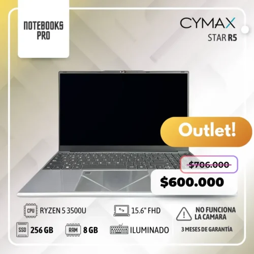 (OUTLET) CYMAX STAR - RYZEN 5 3500U - SSD 256 GB - 8 GB RAM - 15.6" FHD - 4 Núcleos - Teclado Retroiluminado