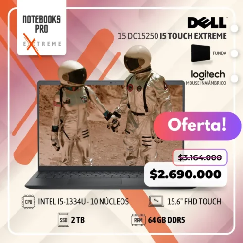 DELL 15 DC15250 EXTREME - i5-1334U - 2 TB SSD - 64 GB RAM DDR5 - 15.6" FHD Touch- 10 Núcleos