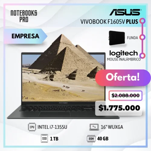 ASUS VIVOBOOK F1605V PLUS - i7 1355u - SSD 1 TB - 40 GB RAM - 16" FHD - 10 Núcleos