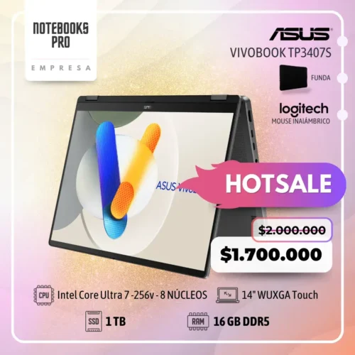 ASUS VIVOBOOK TP3407S - Intel Core Ultra 7 -256v - SSD 1 TB - 16 GB RAM DDR5 - 14" WUXGA OLED Touch - 8 Núcleos