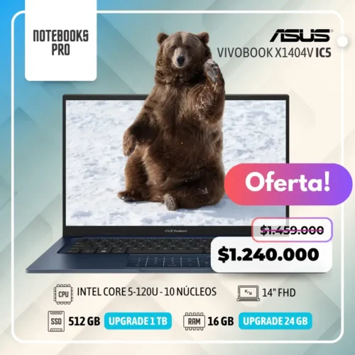 ASUS VIVOBOOK X1404V - INTEL CORE 5-120U - SSD 512 GB - 16 GB RAM - 14" FHD