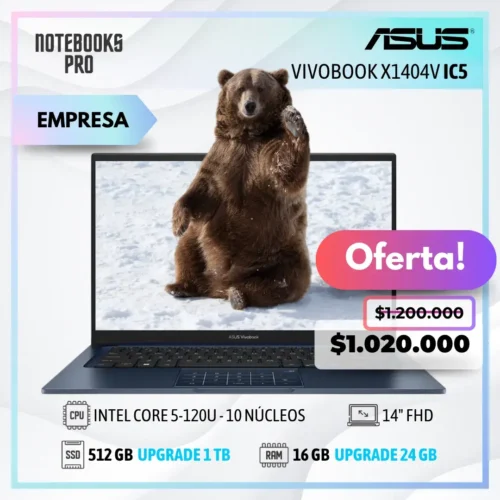 ASUS VIVOBOOK X1404V - INTEL CORE 5-120U - SSD 512 GB - 16 GB RAM - 14" FHD