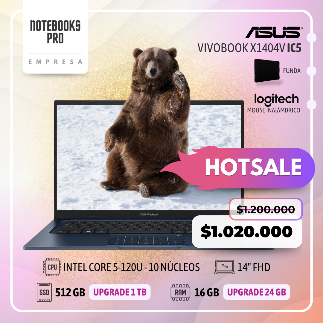 ASUS VIVOBOOK X1404V - INTEL CORE 5-120U - SSD 512 GB - 16 GB RAM - 14" FHD