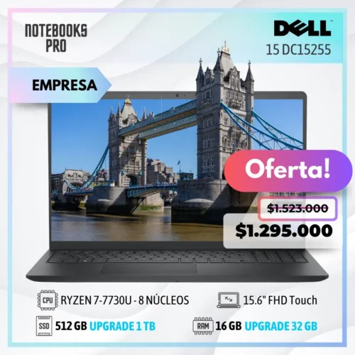 DELL 15 DC15255 - RYZEN 7-7730U - 512 GB  SSD - 16 GB RAM - 15.6" FHD Touch - 8 Núcleos