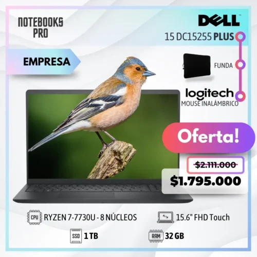 DELL 15 DC15255 PLUS - RYZEN 7-7730U - 1TB GB  SSD - 32 GB RAM - 15.6" FHD Touch - 8 Núcleos